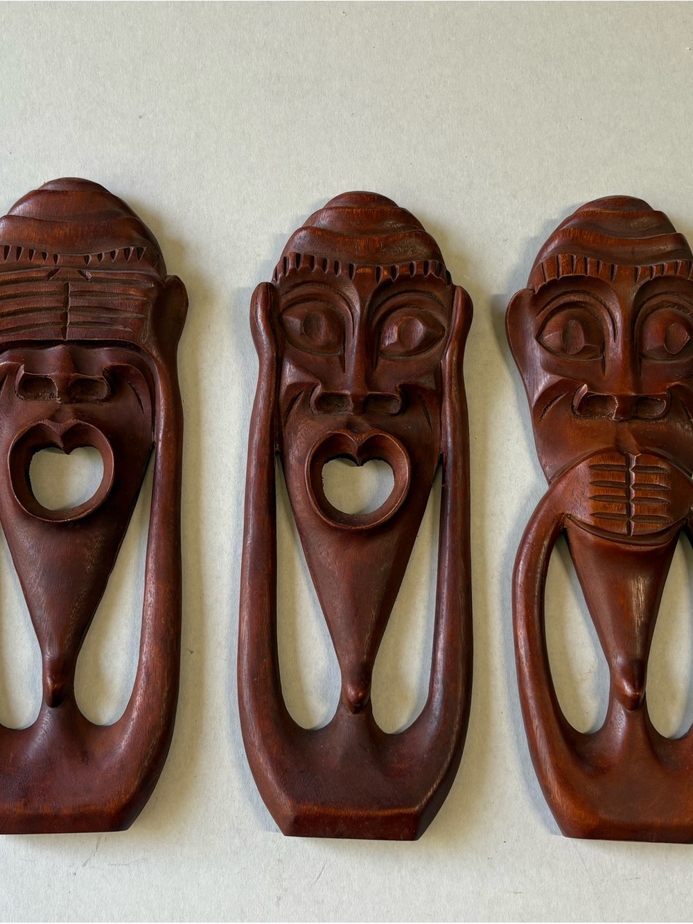 Hand-Carved Wood Wall Mask - Brown - Picture 2 of 7